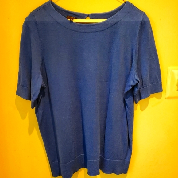 Talbots Short Sleeves Sweater Sz L Blue - Picture 1 of 9